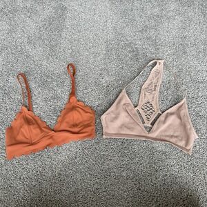 Two 2 Free People Bra Bralets Xs‎ Orange Beige